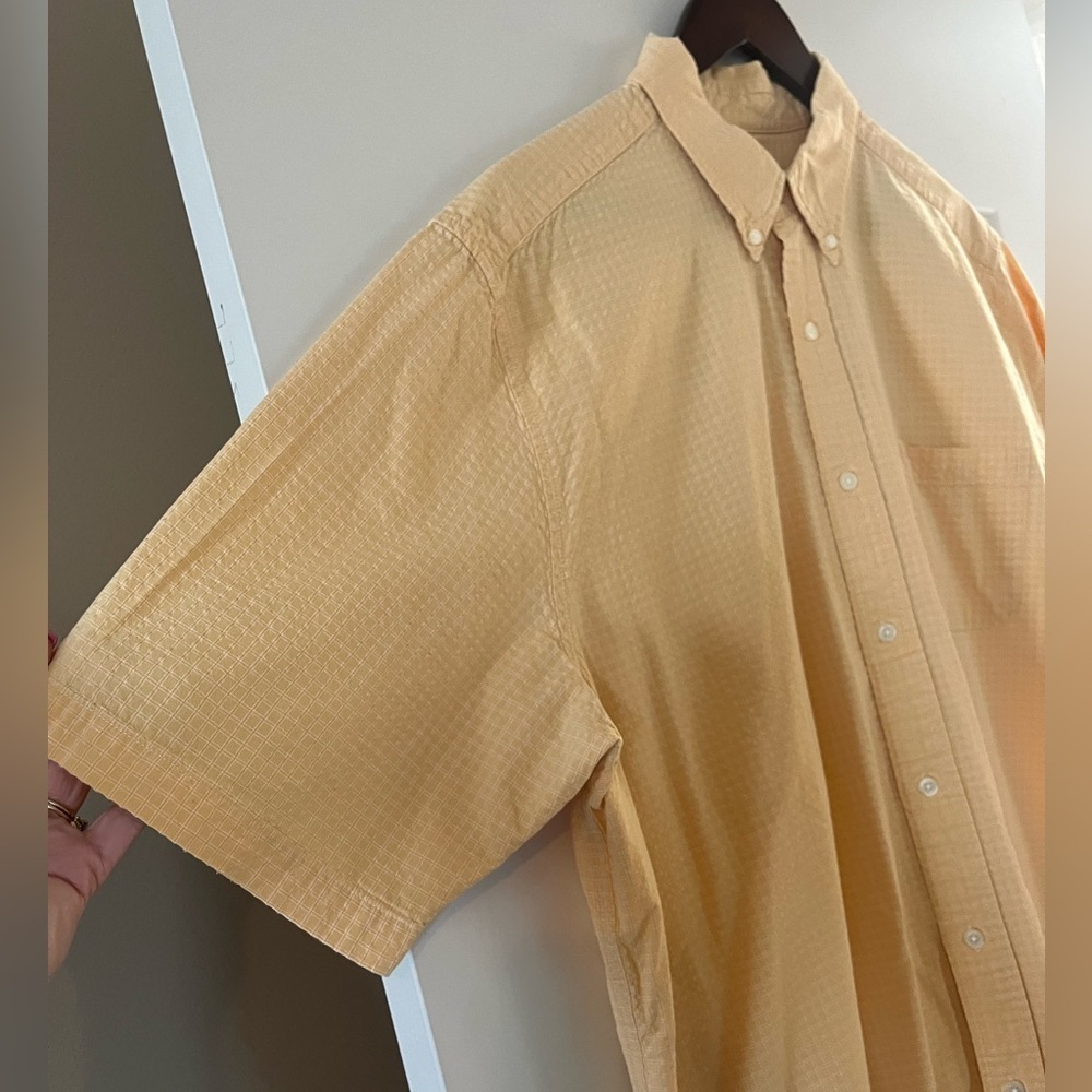 Eddie Bauer Light Yellow Short Sleeve Cotton Dress Shirt Men’s XL - Picture 10 of 14